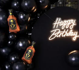 Neoninis LED užrašas „Happy Birthday“, baltas 2