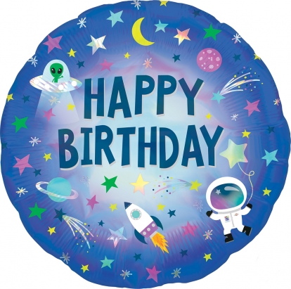 Folinis balionas "Happy Birthday Space" (45 cm)