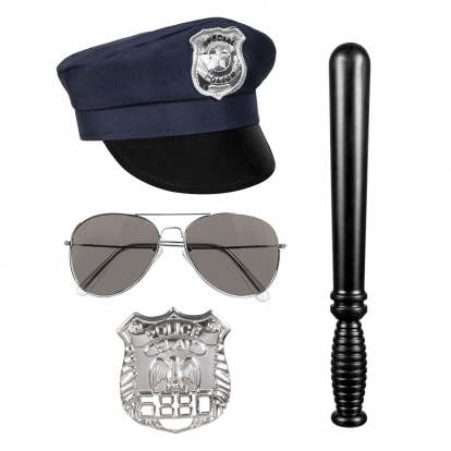 Policininko rinkinys (kepurė, akiniai, ženklelis, lazda)