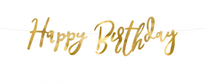 Vanik  "Happy Birthday", kuldne (16x62 cm)