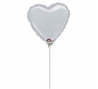 Folija balons uz nūjiņas "Sirds", pelēka (23 cm)