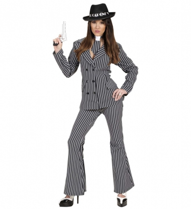 Gangstera kostīms, melni svītrains (M)