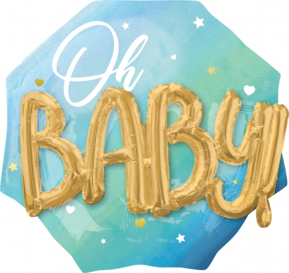 Фольгированный шарик 3D "Oh Baby", голубой (70 см)