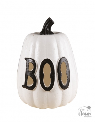 Светящaяя тыква "BOO" , белая